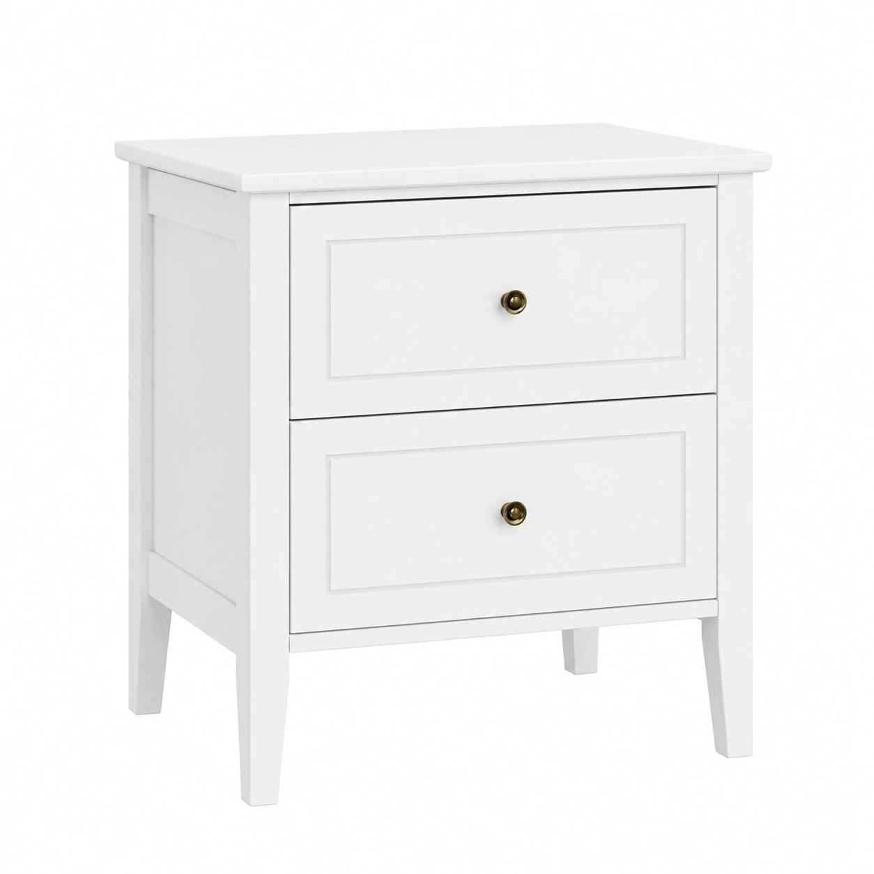 FOREHILL Comodino Moderno con 2 Cassetti in MDF per Camera da Letto e Soggiorno, Tavolino Bianco 50x40x55,5 cm