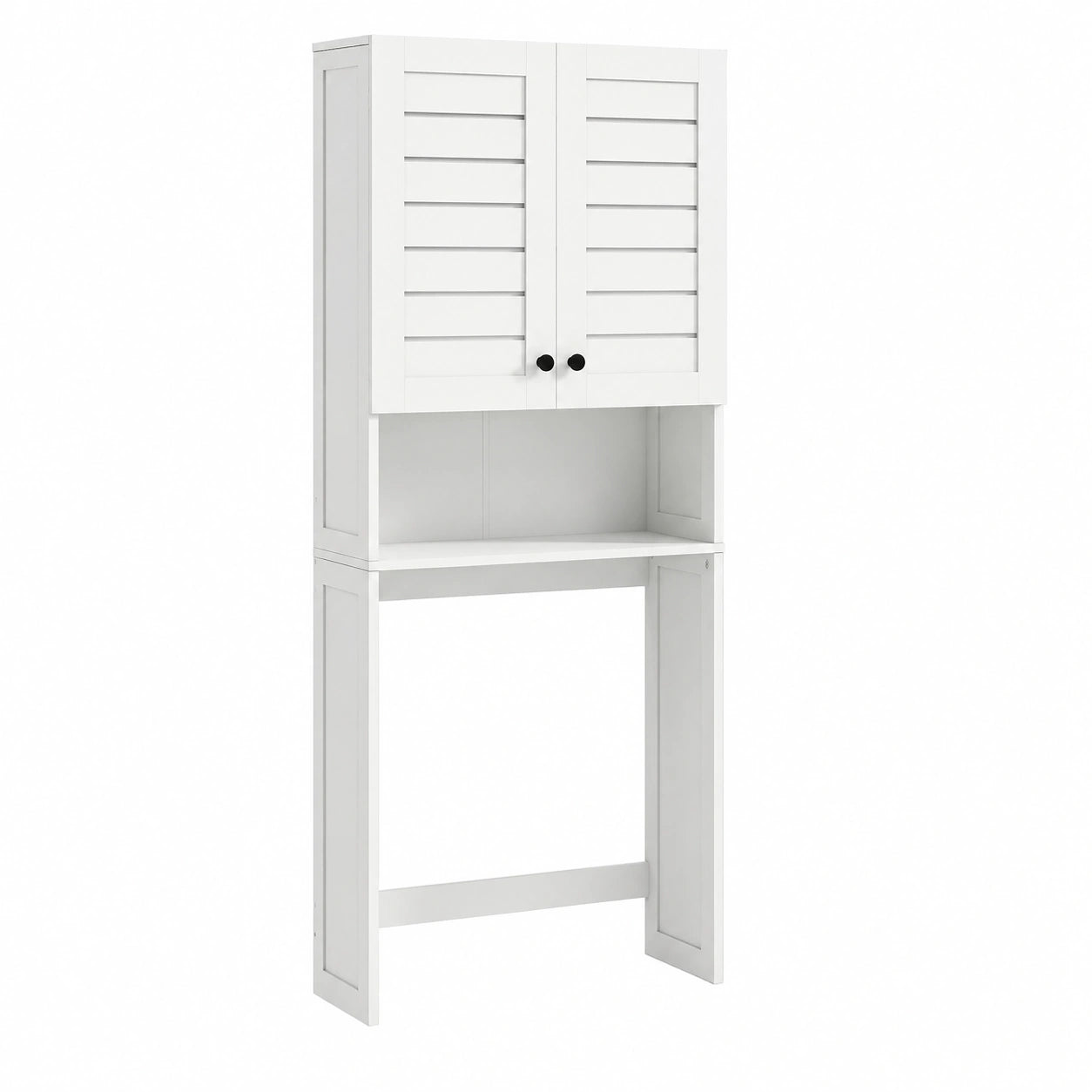 HOMCOM Armadietto da Bagno con Scaffale Apertura 2 Ante, 67x31.5x190 cm, Bianco