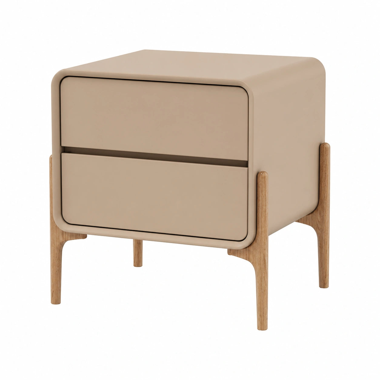 Comodino moderno a 2 cassetti, stile elegante in legno, per camera da letto o soggiorno