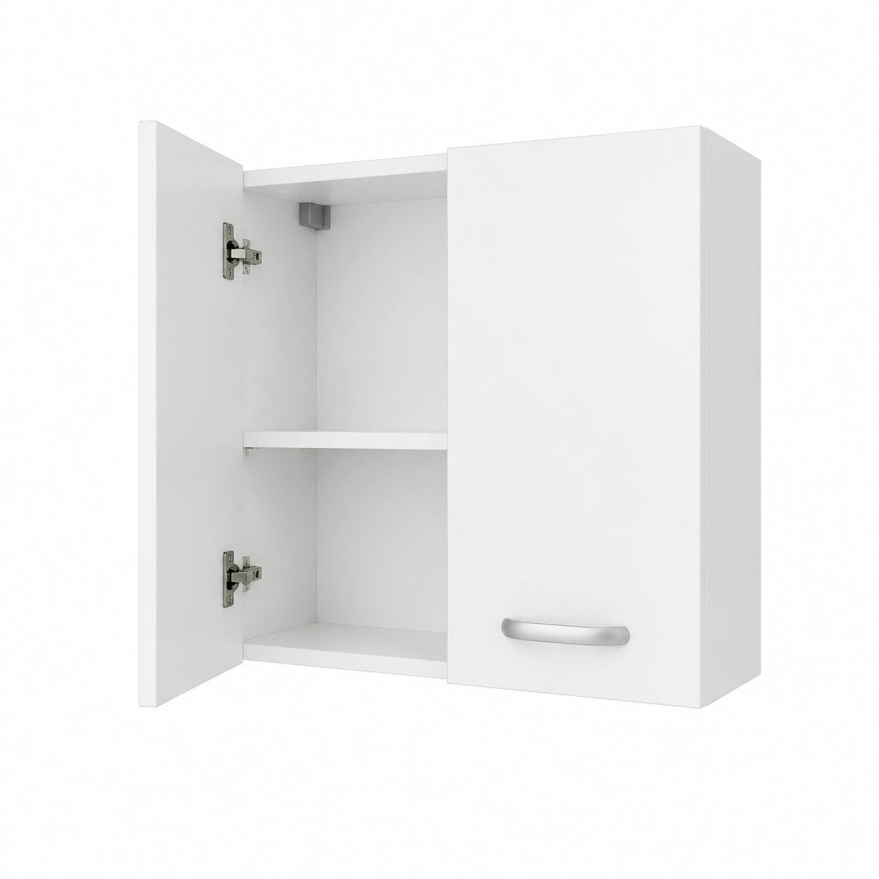 Mobiletto Pensile Bianco per Bagno con 2 Ante e Ripiano, Salvaspazio 57.5x27x58 cm per Cucina e Lavanderia