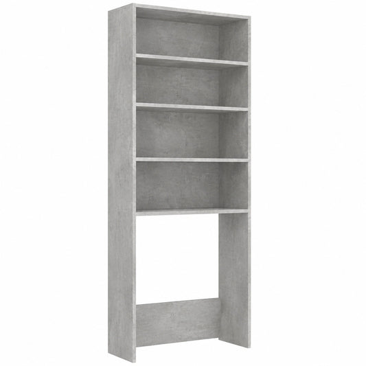 Armadio Salvaspazio per Lavatrice, Grigio Cemento, 64x24x190 cm