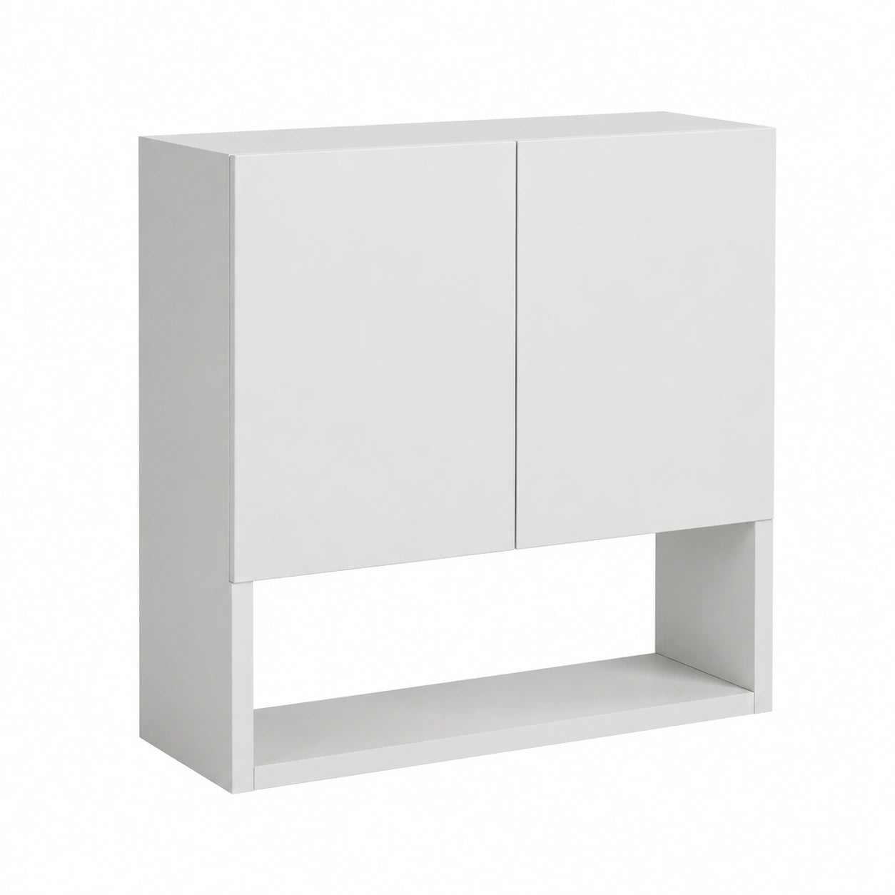 Mobiletto Pensile Bagno Sospeso Bianco con Ante e Ripiani, 57.5x27x58 cm