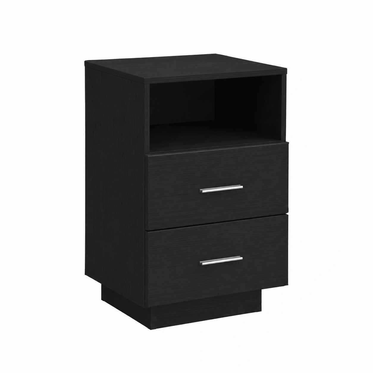 Comodino Moderno Nero con 2 Cassetti in Truciolato Robusto, 36x36x68 cm, Arredo Funzionale per Camera da Letto