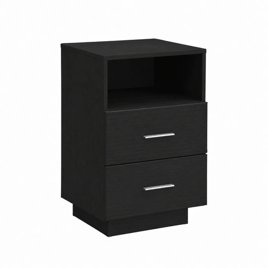 Comodino Moderno Nero con 2 Cassetti in Truciolato Robusto, 36x36x68 cm, Arredo Funzionale per Camera da Letto