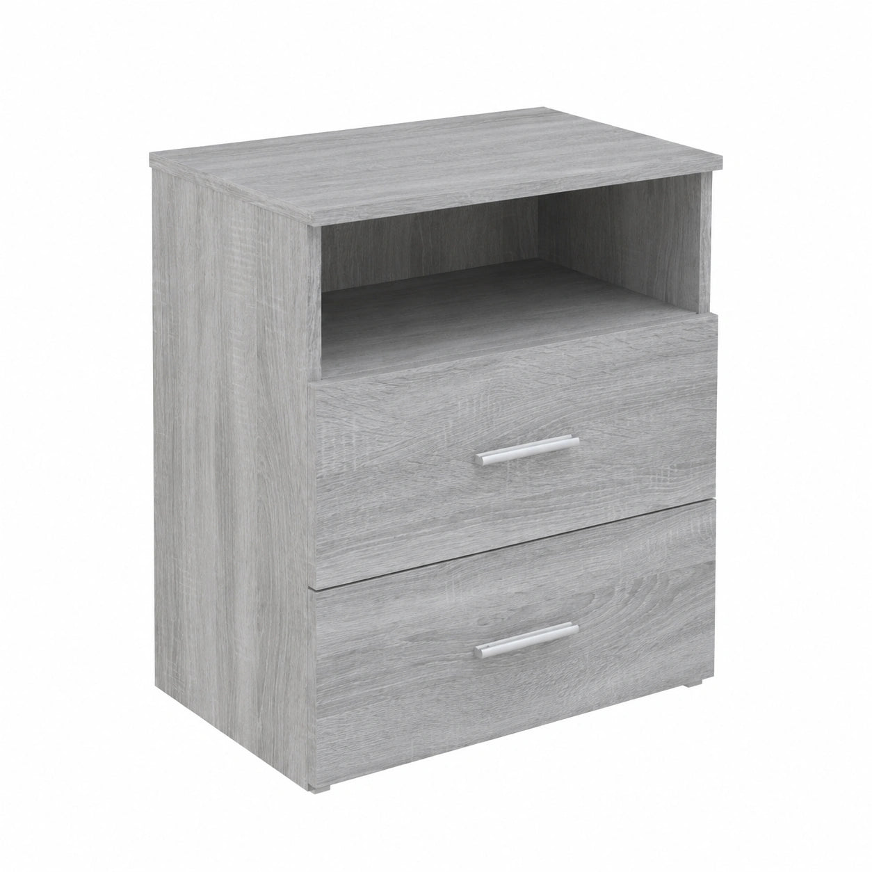 Set di 2 Comodini Grigi in Sonoma con Ampio Spazio di Archiviazione e Doppio Cassetto, 50x32x60 cm