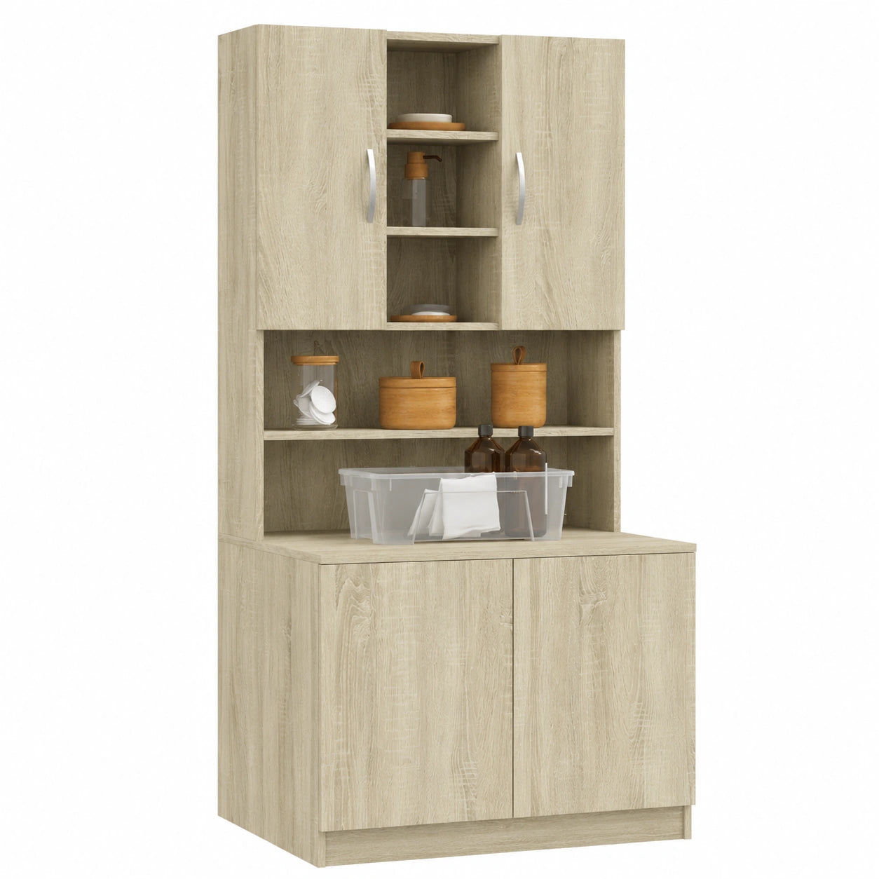 Armadio lavatrice rovere Sonoma, 70,5x24x90 cm, ante bagno e lavanderia
