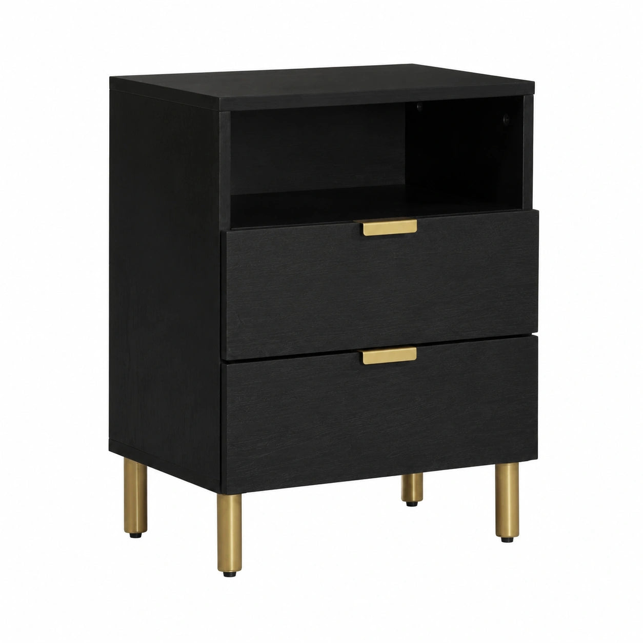 Comodino elegante in legno con 2 cassetti per camera da letto