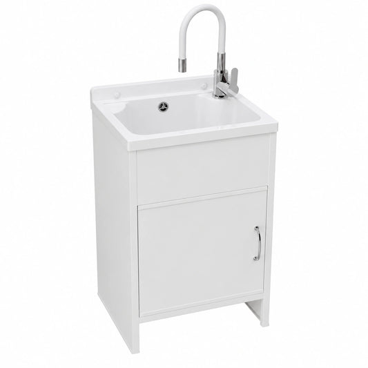 Lavatoio Bianco con Mobile Integrato e Miscelatore per Interni
