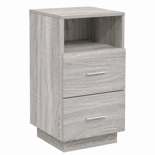 Comodino Moderno in Legno Bianco con Doppi Cassetti e Vano Aperto