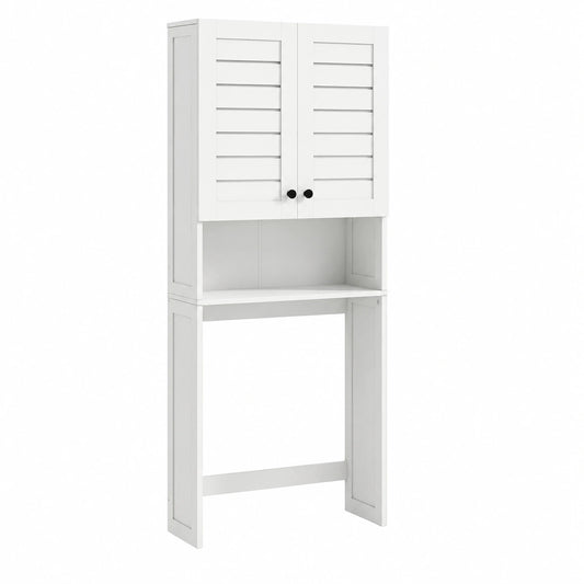 HOMCOM Armadietto da Bagno con Scaffale Apertura 2 Ante, 67x31.5x190 cm, Bianco