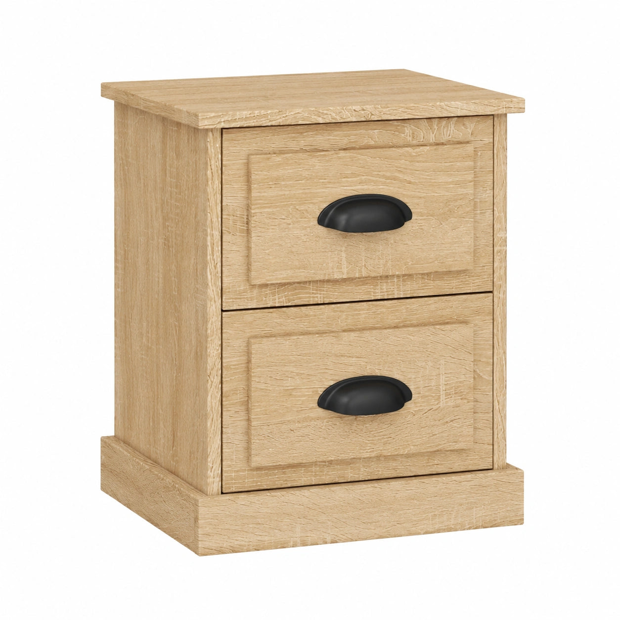 Comodino in legno multistrato con 2 cassetti, design versatile per camera e soggiorno, ampio spazio per libri e accessori