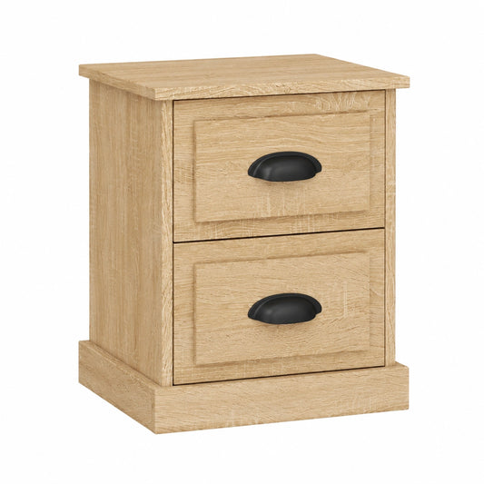 Comodino in legno multistrato con 2 cassetti, design versatile per camera e soggiorno, ampio spazio per libri e accessori
