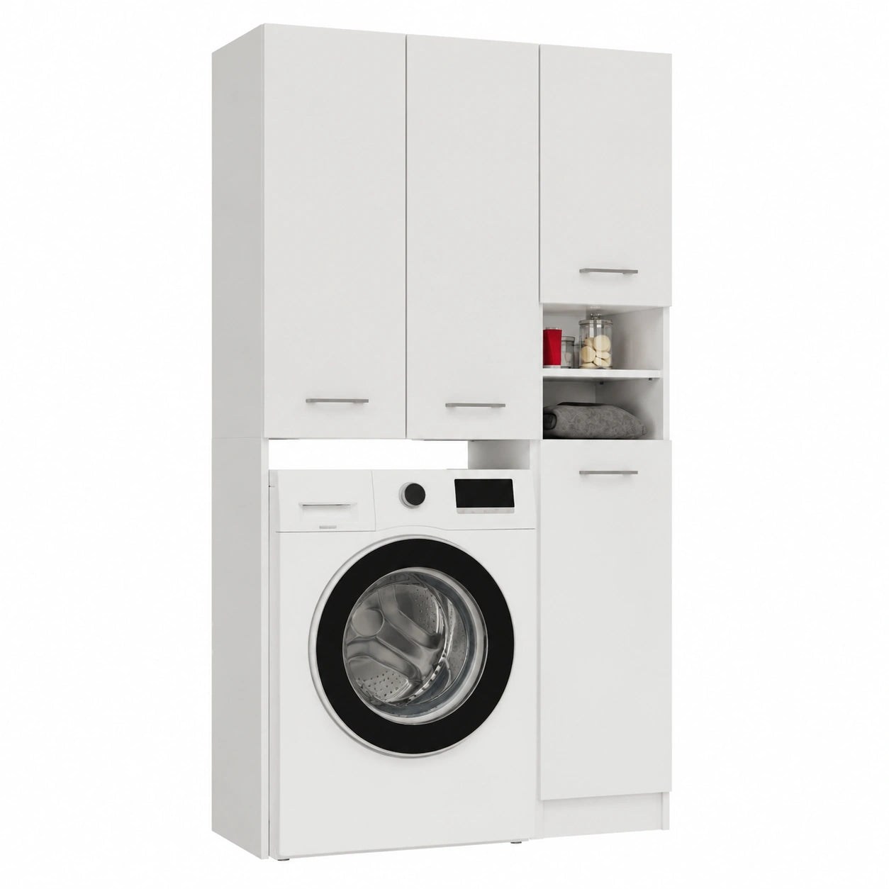 Mobile Lavatrice Asciugatrice Colonna Doppia Bianco Opaco 60,8 cm