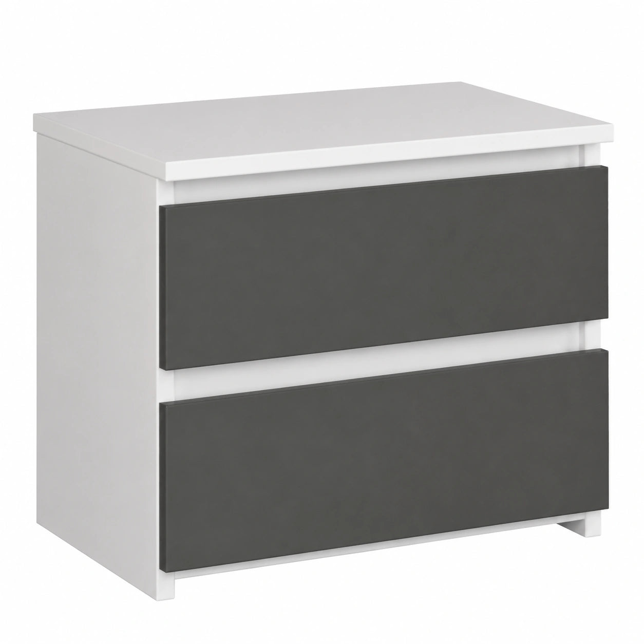 AKORD Comodino Compatto a 2 Cassetti, Bianco e Grigio Grafite, Perfetto per Camera da Letto o Ufficio