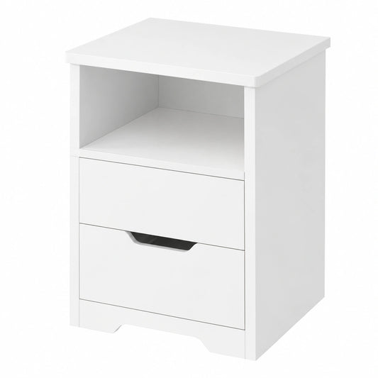 Comodino Moderno con LED Multicolore, USB/Type-C e Vassoio Integrato, Bianco