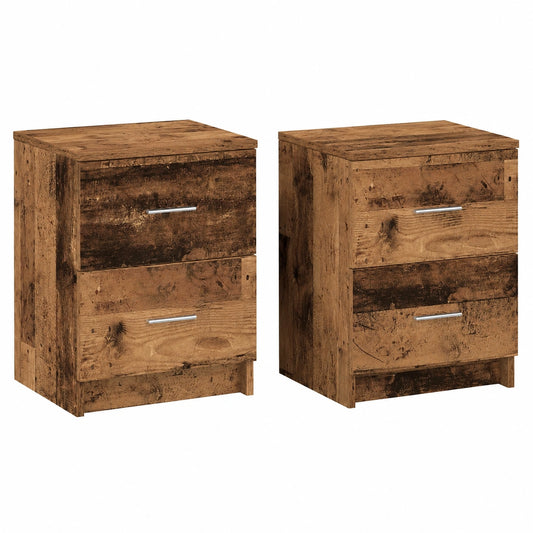 Comodino moderno in legno con cassetti, design effetto legno antico, con supporto a parete e ampio spazio di archiviazione