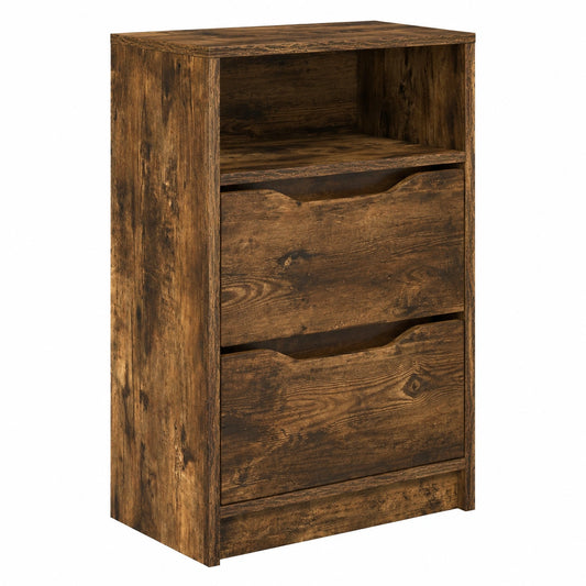 Comodino Moderno in Legno Rovere con Cassetti e Ripiano, Regolabile in Altezza, 40x30x67 cm