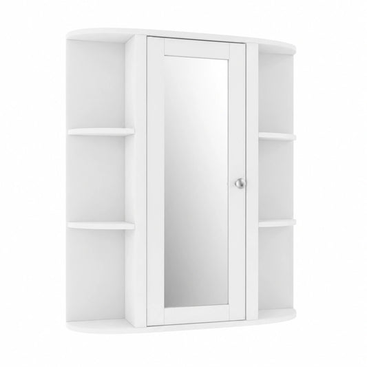 GIANTEX Mobile Bagno a Parete con Specchio, Armadietto Pensile con 6 vani, Disponibile in 2 Colori, 60x16,5x70 cm